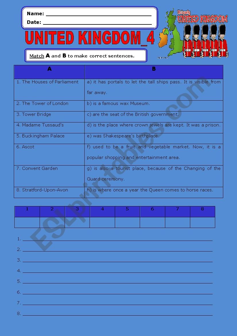 United Kingdom:4 worksheet