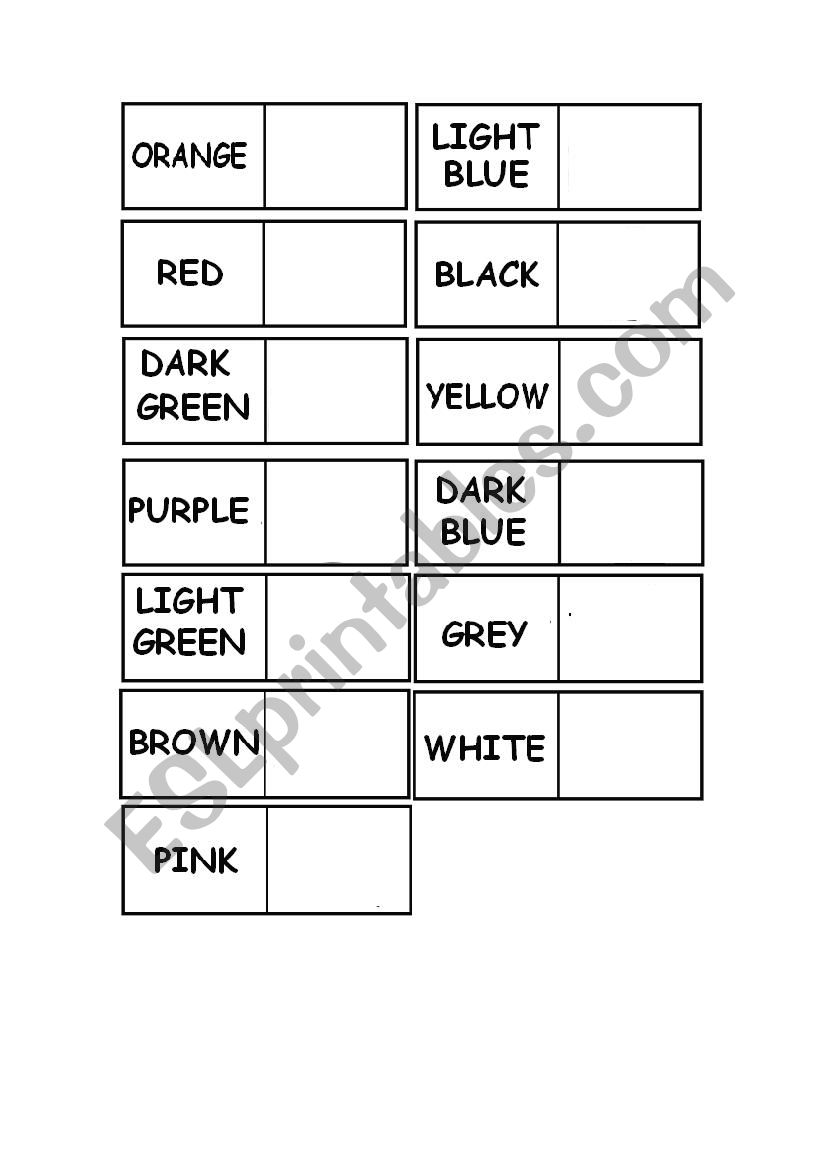Dominoes colours and numbers worksheet