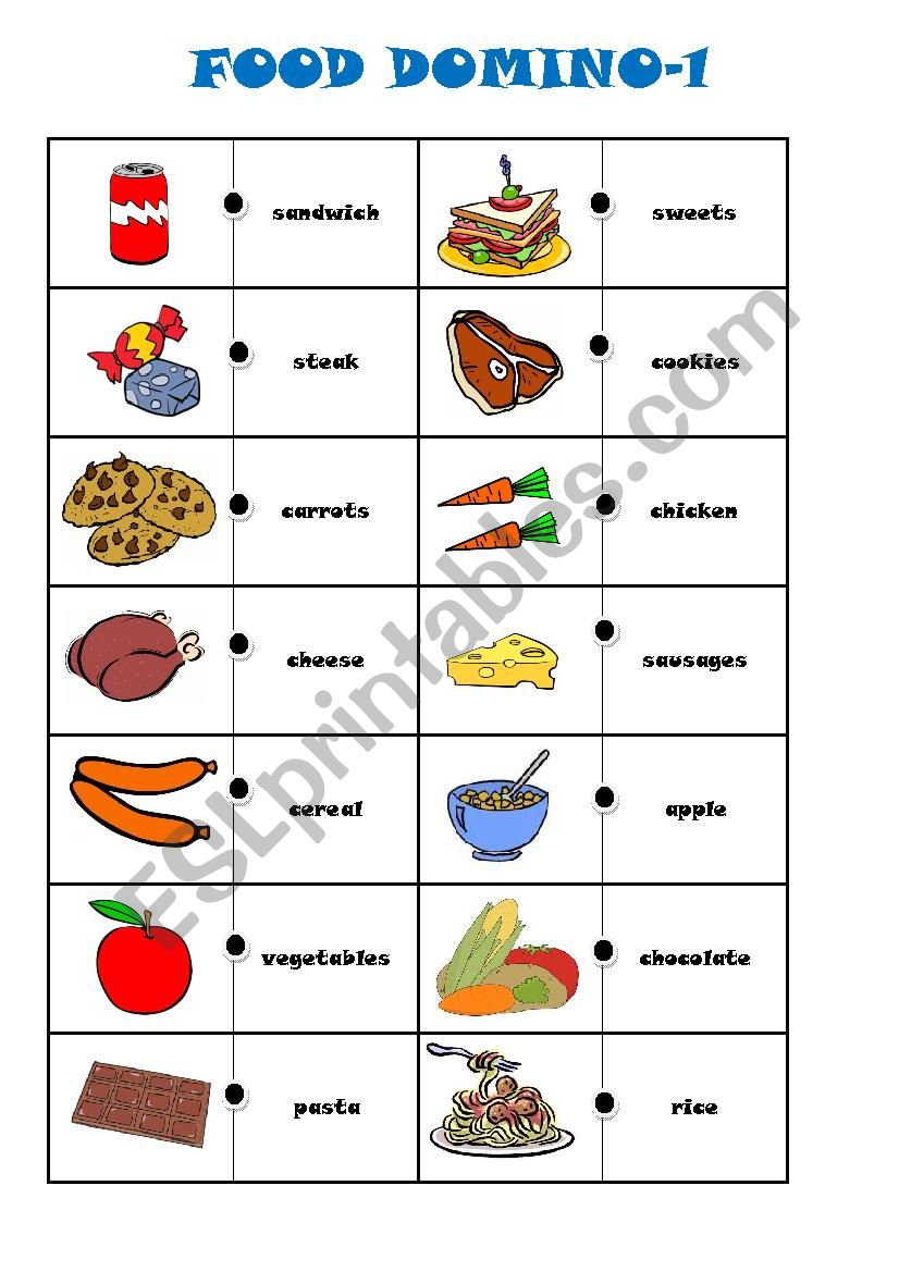 Food Domno -Part 1 worksheet