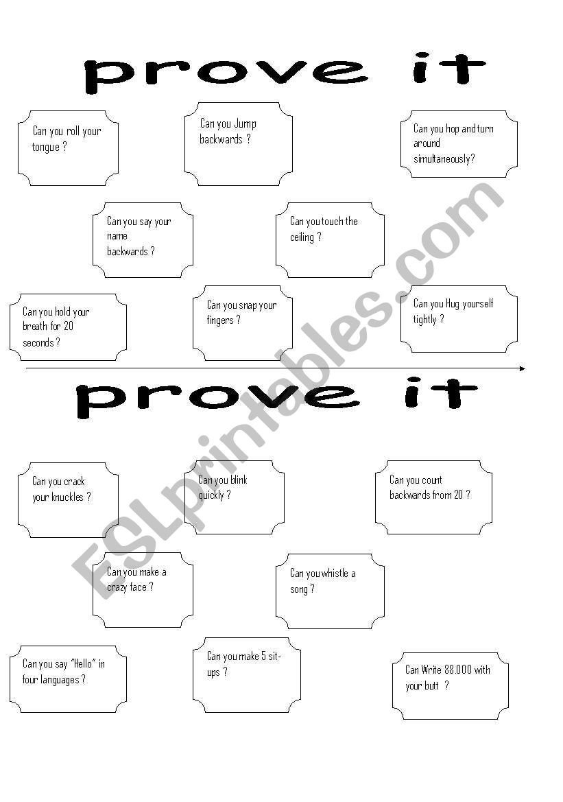 Prove it ! worksheet