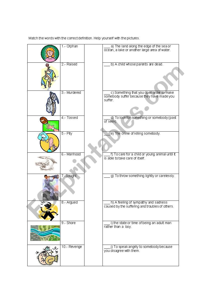 Vocabulary worksheet