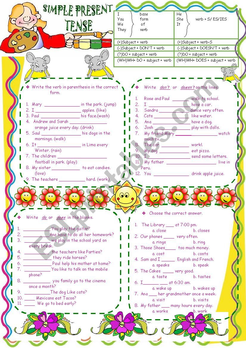 present simple tense worksheet