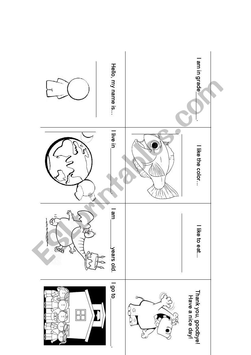 Grade 1 & 2 Self Introduction Cards