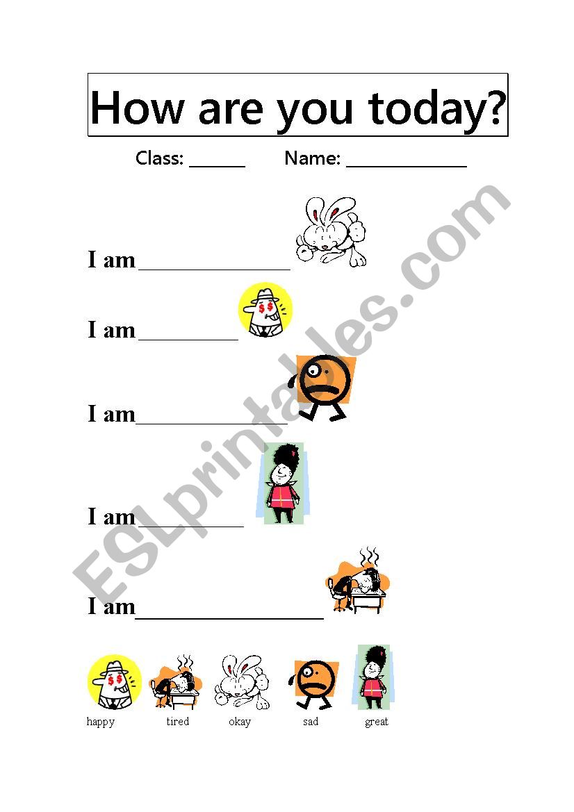 How are you today? worksheet
