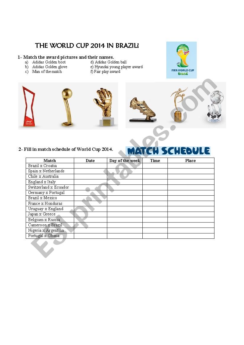 World cup worksheet