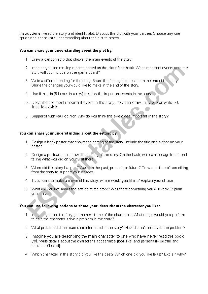 Reading tasks worksheet