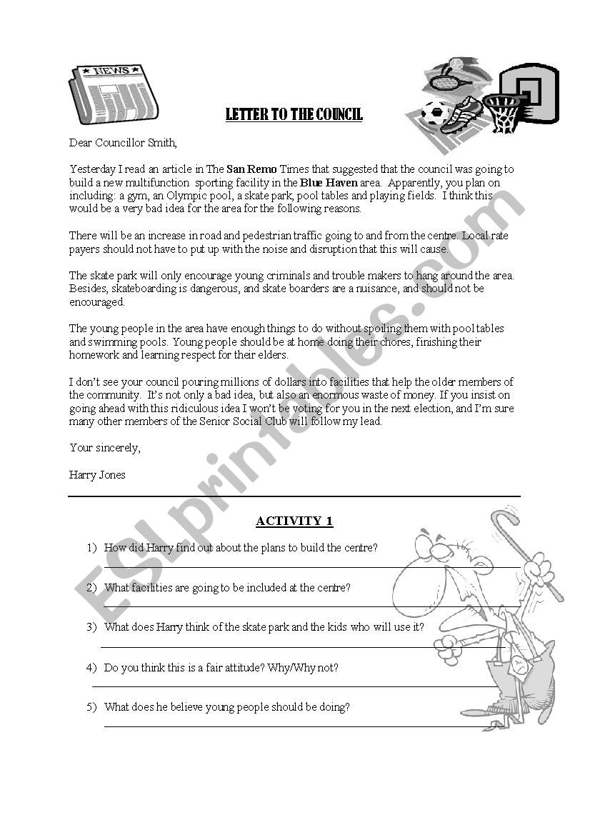 Exposition Letter Activity worksheet