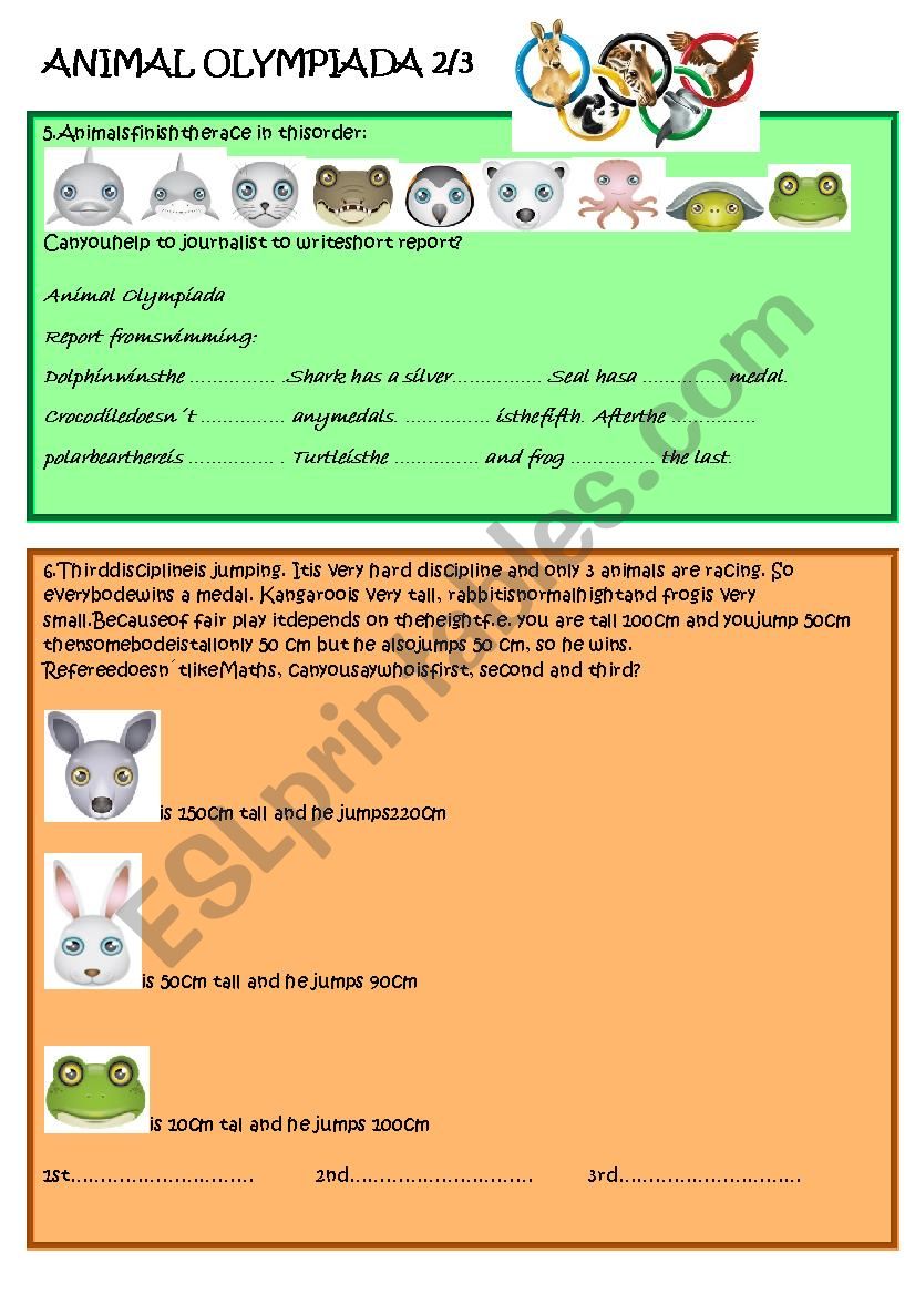 Animal Olympiada2/3 worksheet