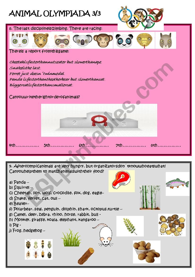 Animal Olympiada3/3 worksheet