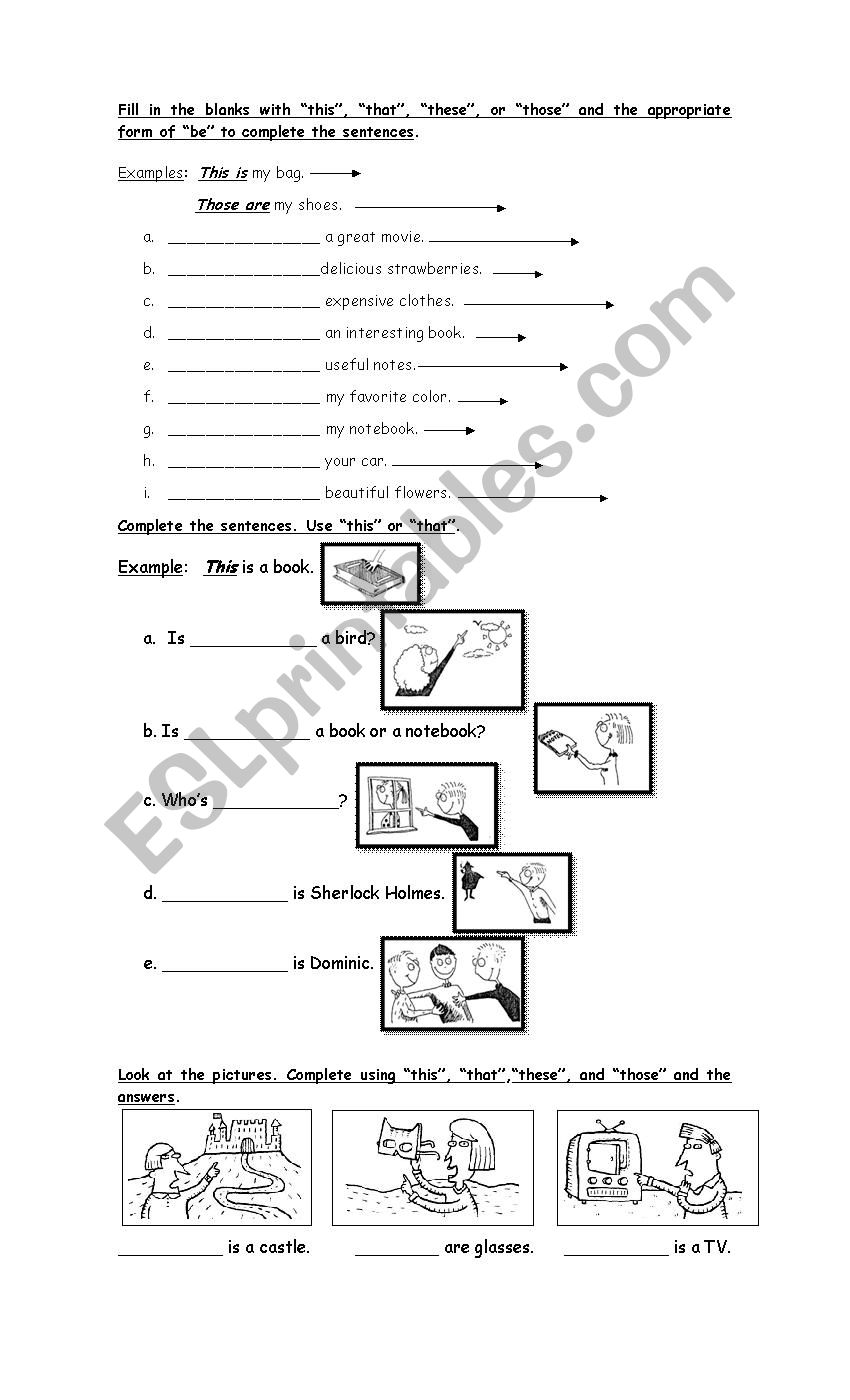 THIS, THAT, THESE, AND THOSE worksheet