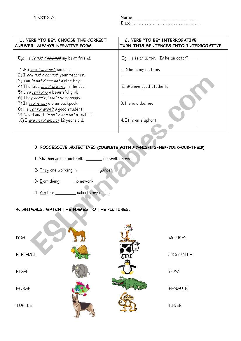 First Term Test worksheet