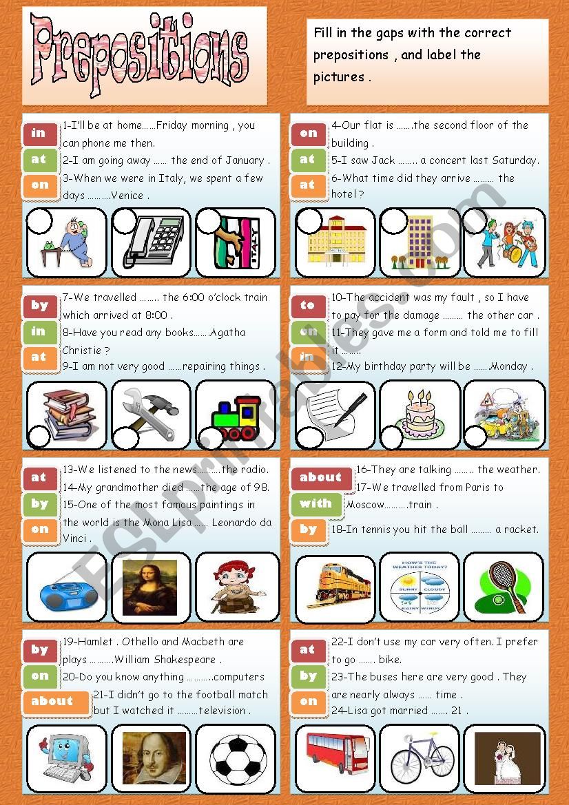 prepositions(+ keys ) worksheet