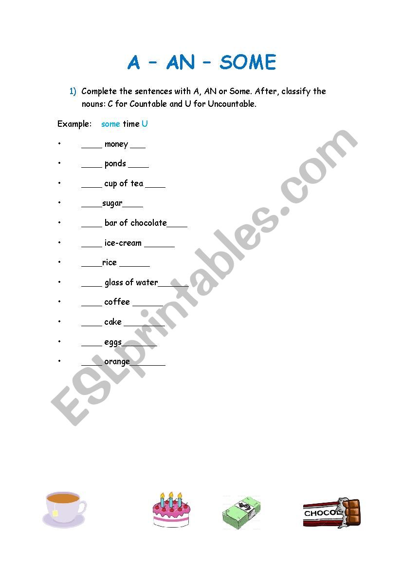 A / AN / SOME worksheet