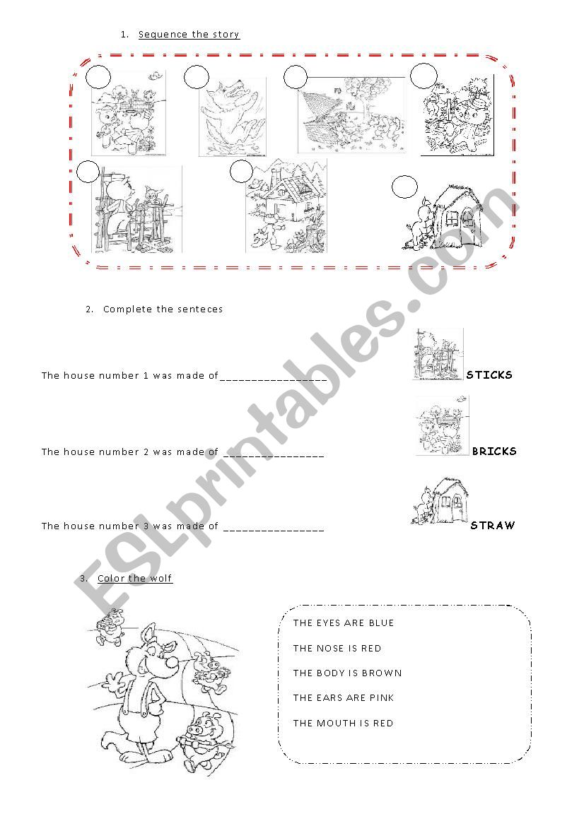 The three little pigs worksheet