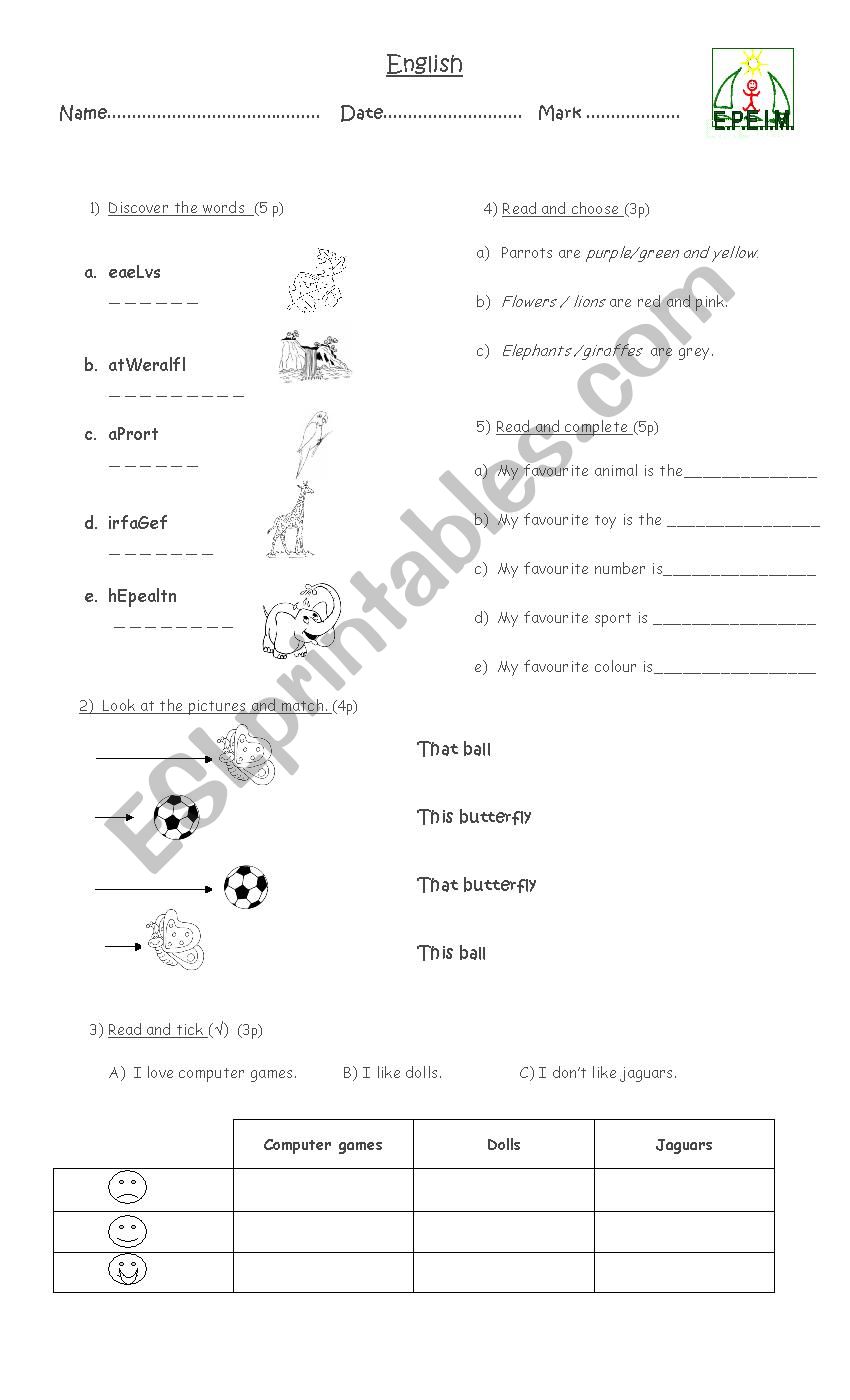 Practice sheet from Storyline 2