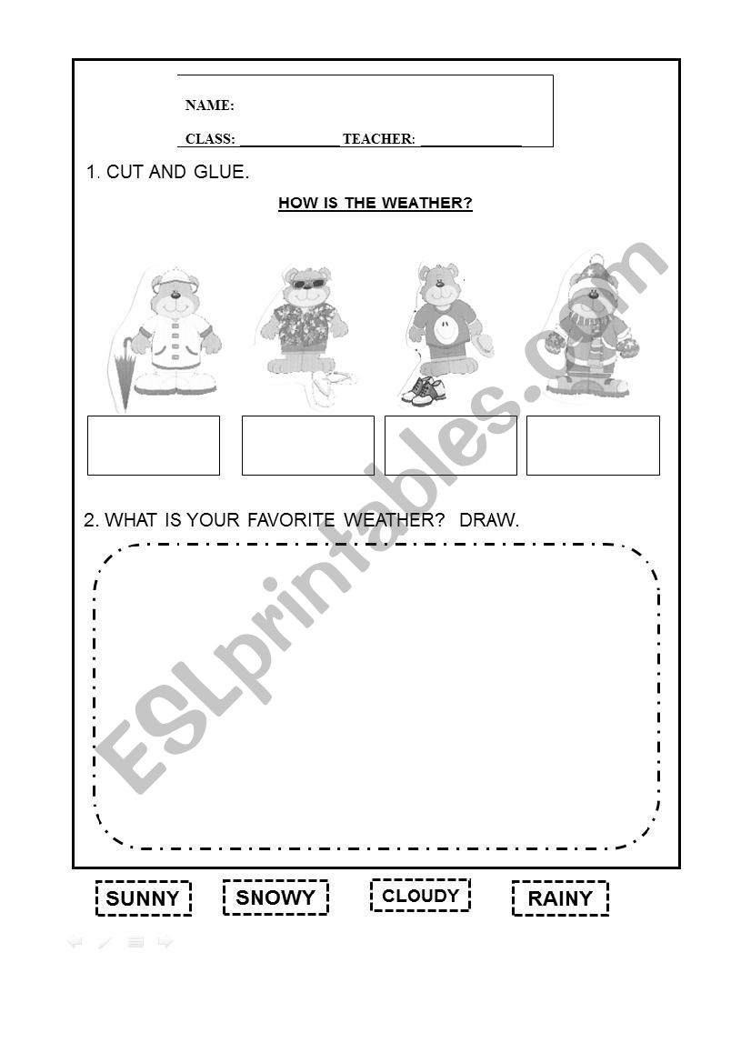 Weather matching and drawing  worksheet