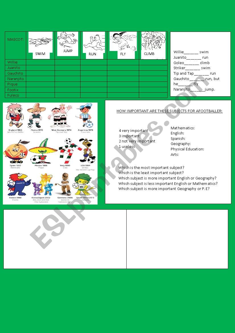 World Cup Mascot worksheet