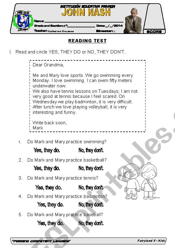 Reading Comprehension worksheet