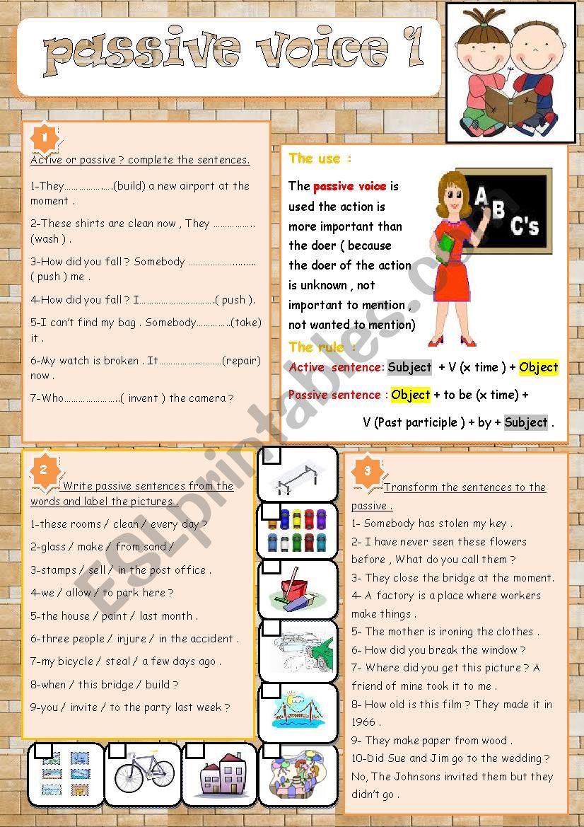 passive voice 1 ( + keys ) worksheet