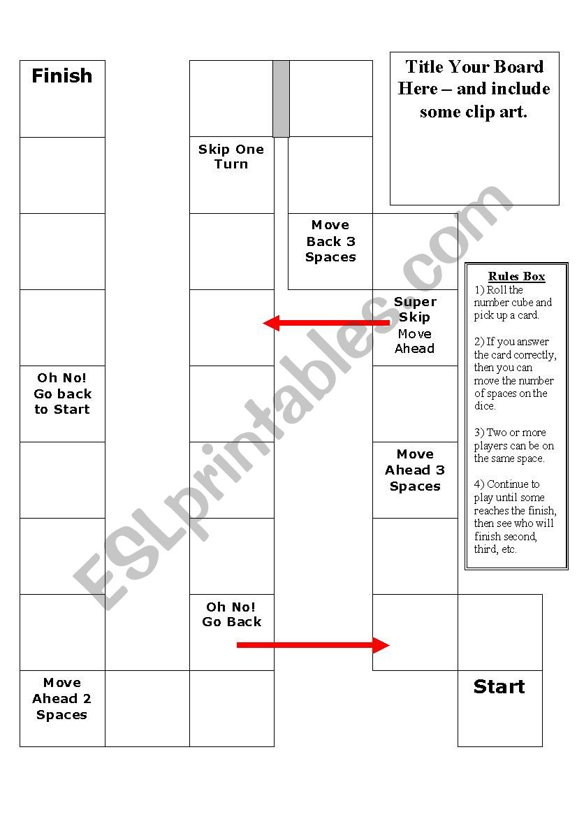 Board Game Template 1 worksheet