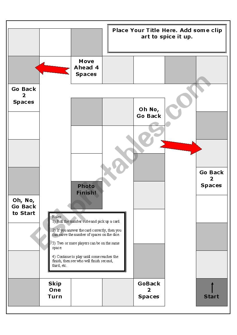 Board Game Template 2 worksheet