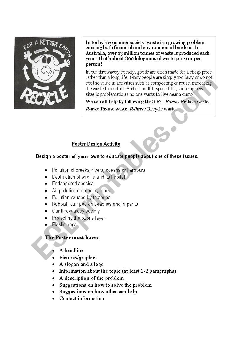 Environmental Poster Activity worksheet