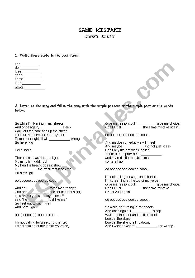 Same Mistake worksheet