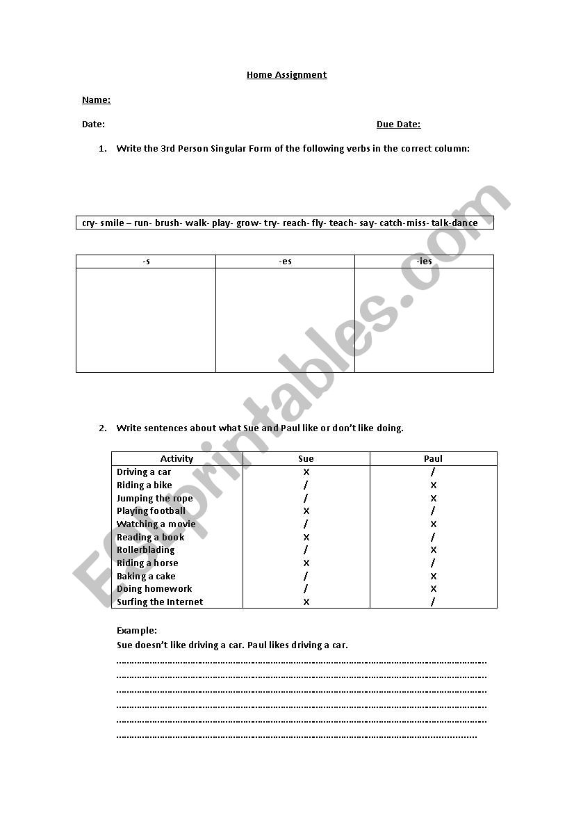 Practice of Present Simple worksheet