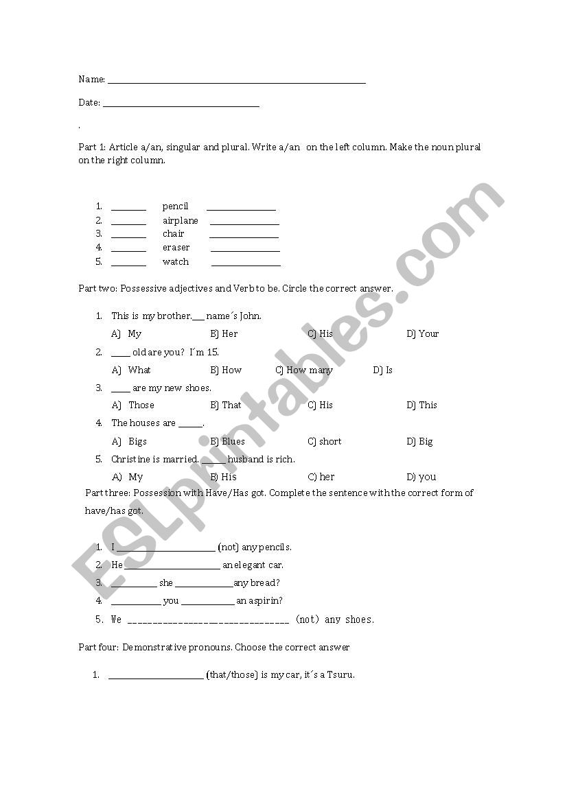 Present Review worksheet