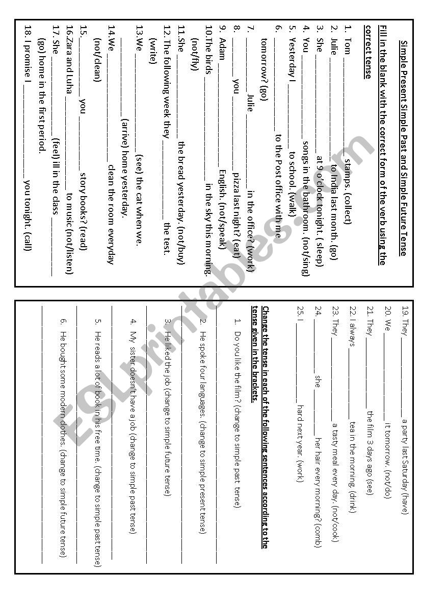 Mixed Tenses worksheet