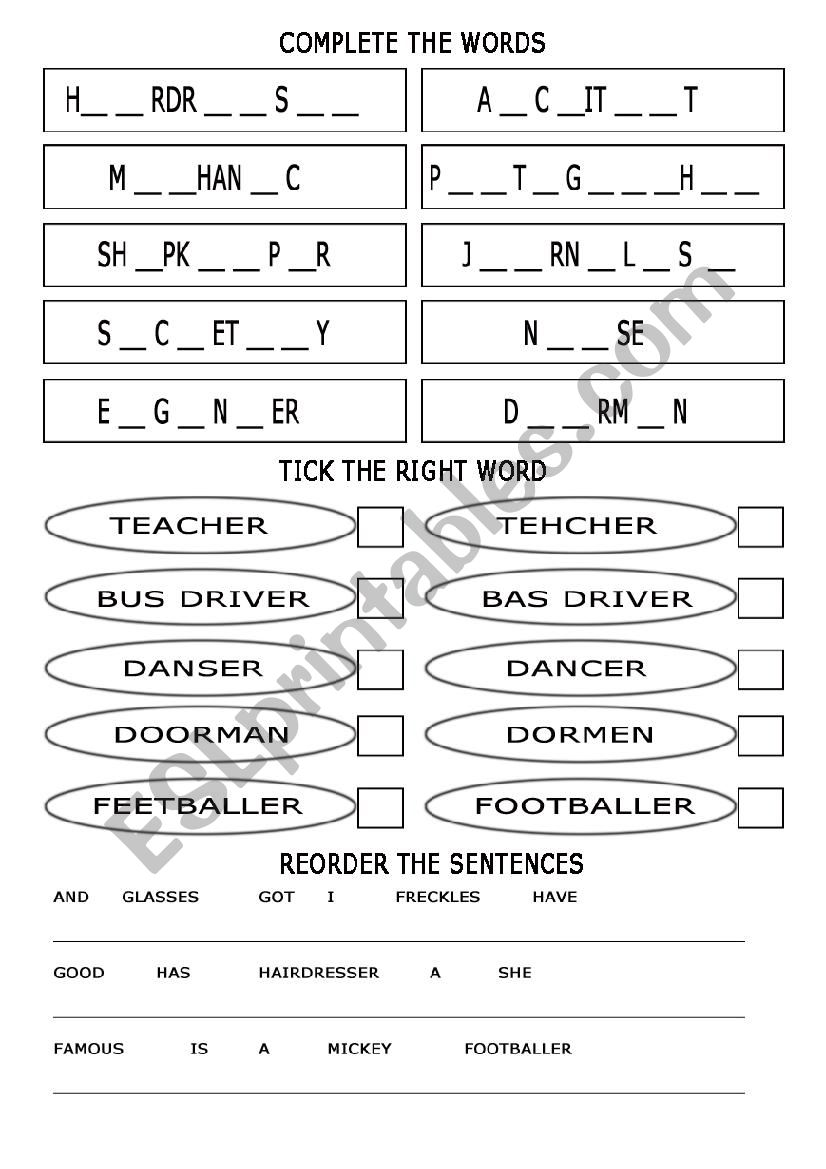 jobs worksheet