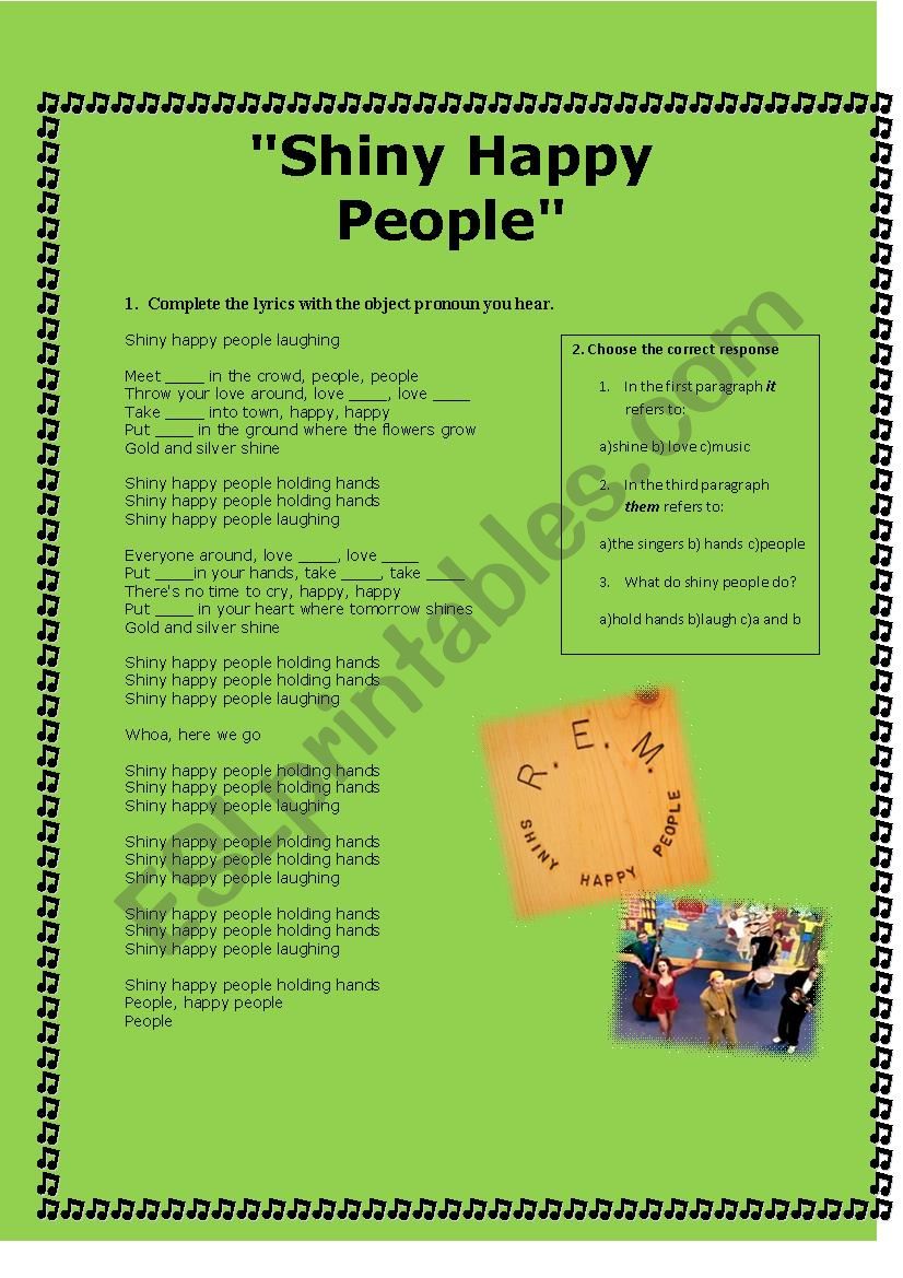 Happy Shiny People Song worksheet