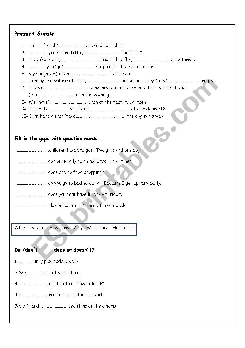 present simple and present continuous revision