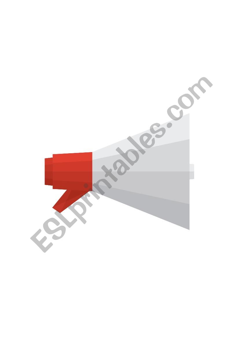 Flash-cards (megaphone, pencil, light bulb, microphone, globe)