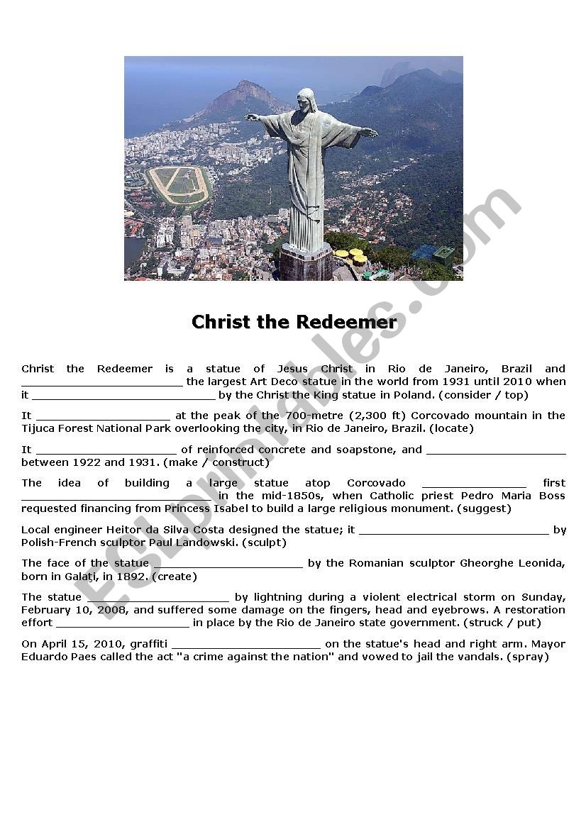 Christ the Rendeemer worksheet