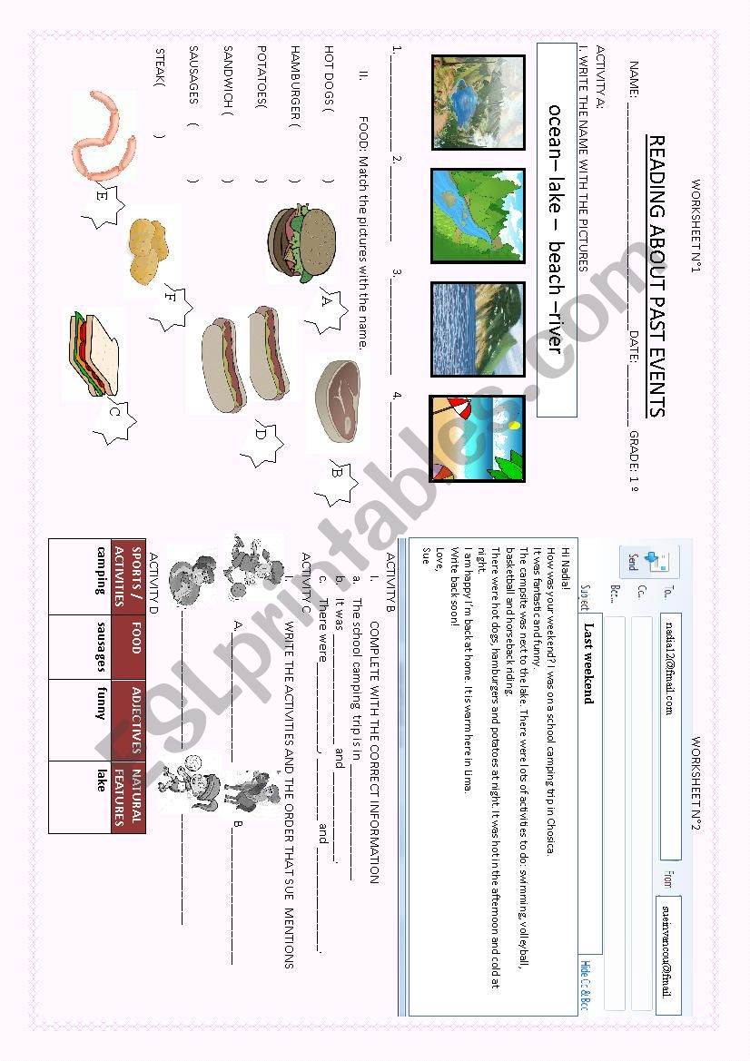 reading about past events worksheet