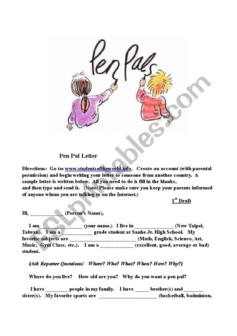 pen-pal-letter-for-beginning-students-esl-worksheet-by-kevinmarley