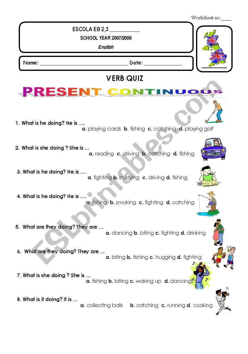 Verb Quiz worksheet