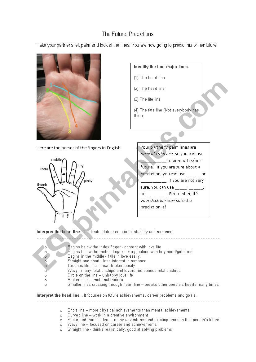 The Future Palm Reading worksheet