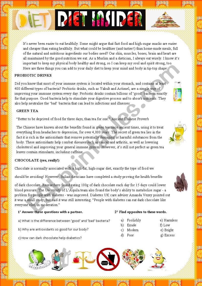 DIET INSIDER worksheet