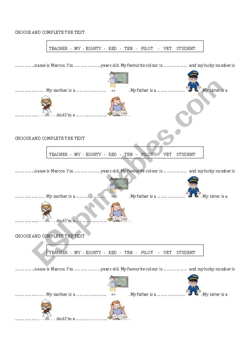 PROFESSIONS - JOBS worksheet