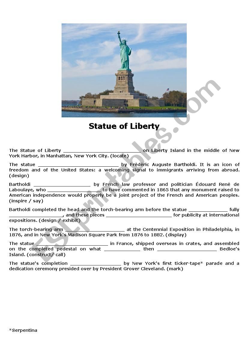 Statue of Liberty worksheet