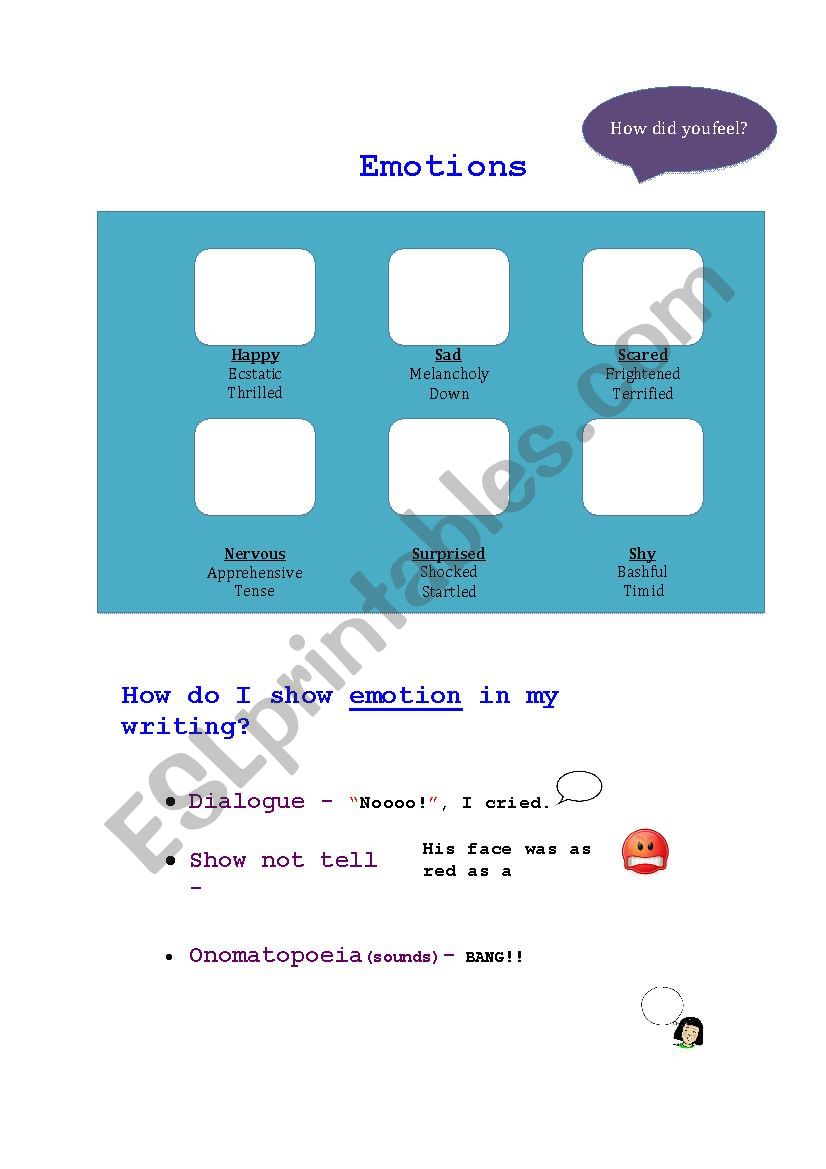 More complex emotions that can be used in narrative writing