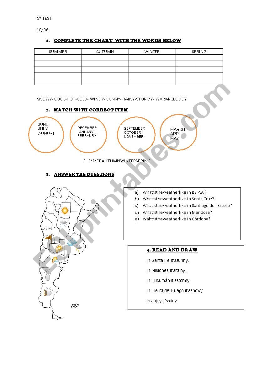 THE WEATHER  worksheet