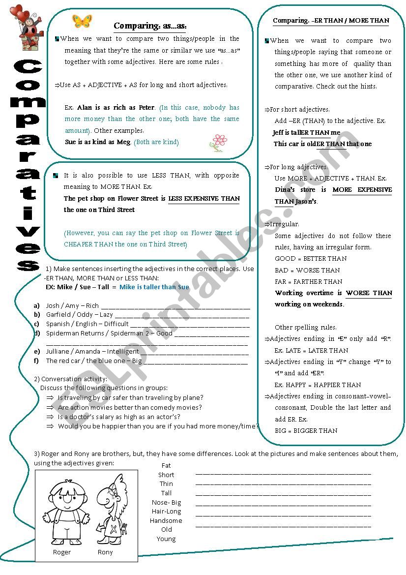 Comparatives worksheet