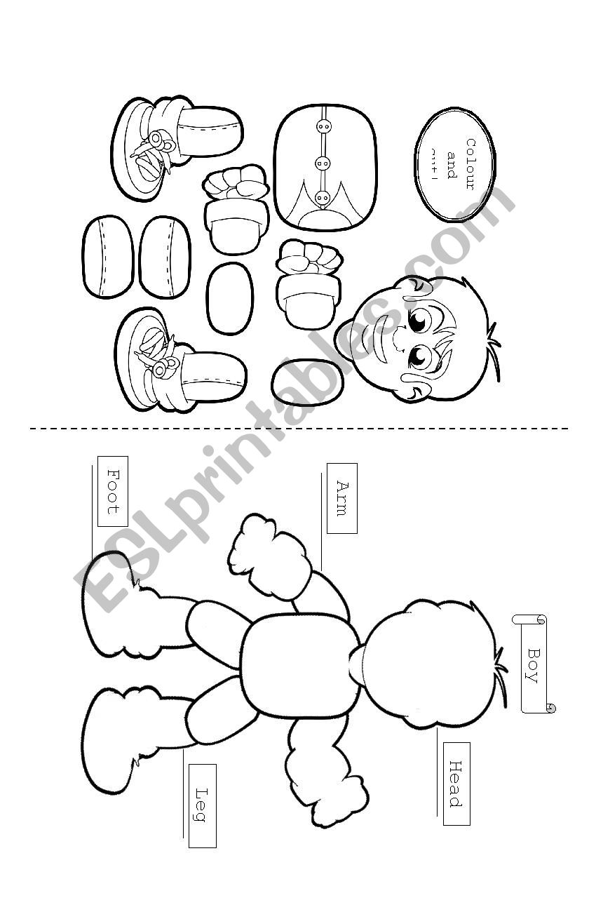 Body parts boy worksheet