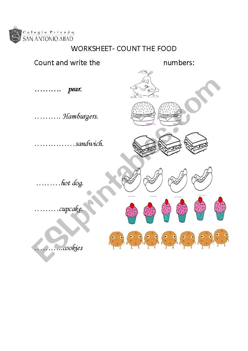 Practising the Numbers and Food