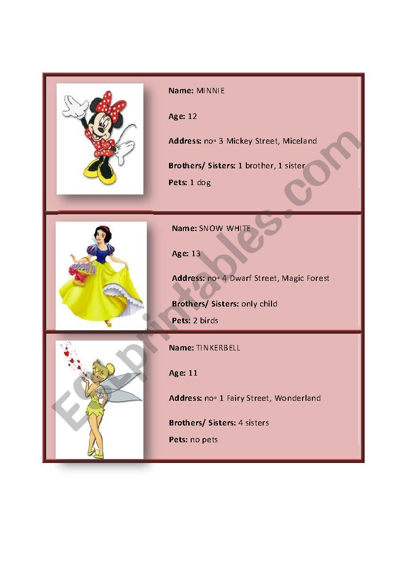 ID cards worksheet