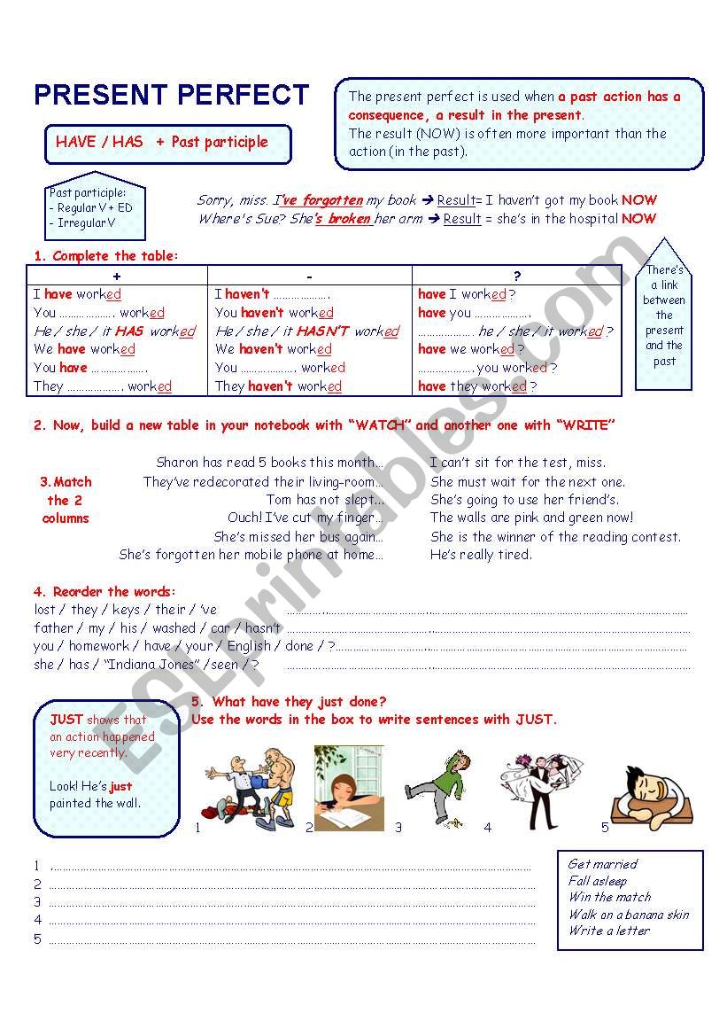 Present perfect worksheet