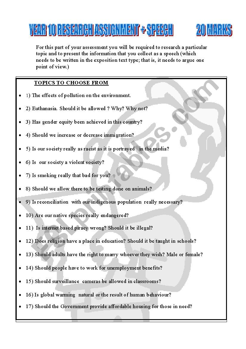 Speech Task - Exposition Text Type